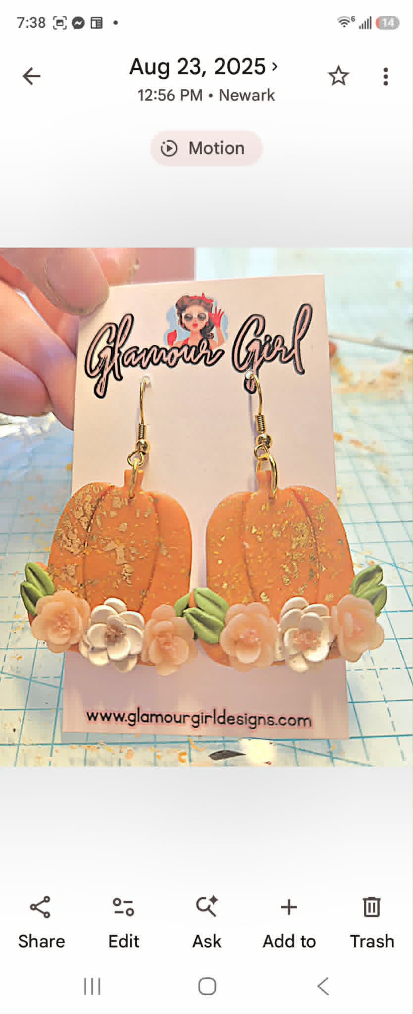 Orange Pumpkin Floral Earrings