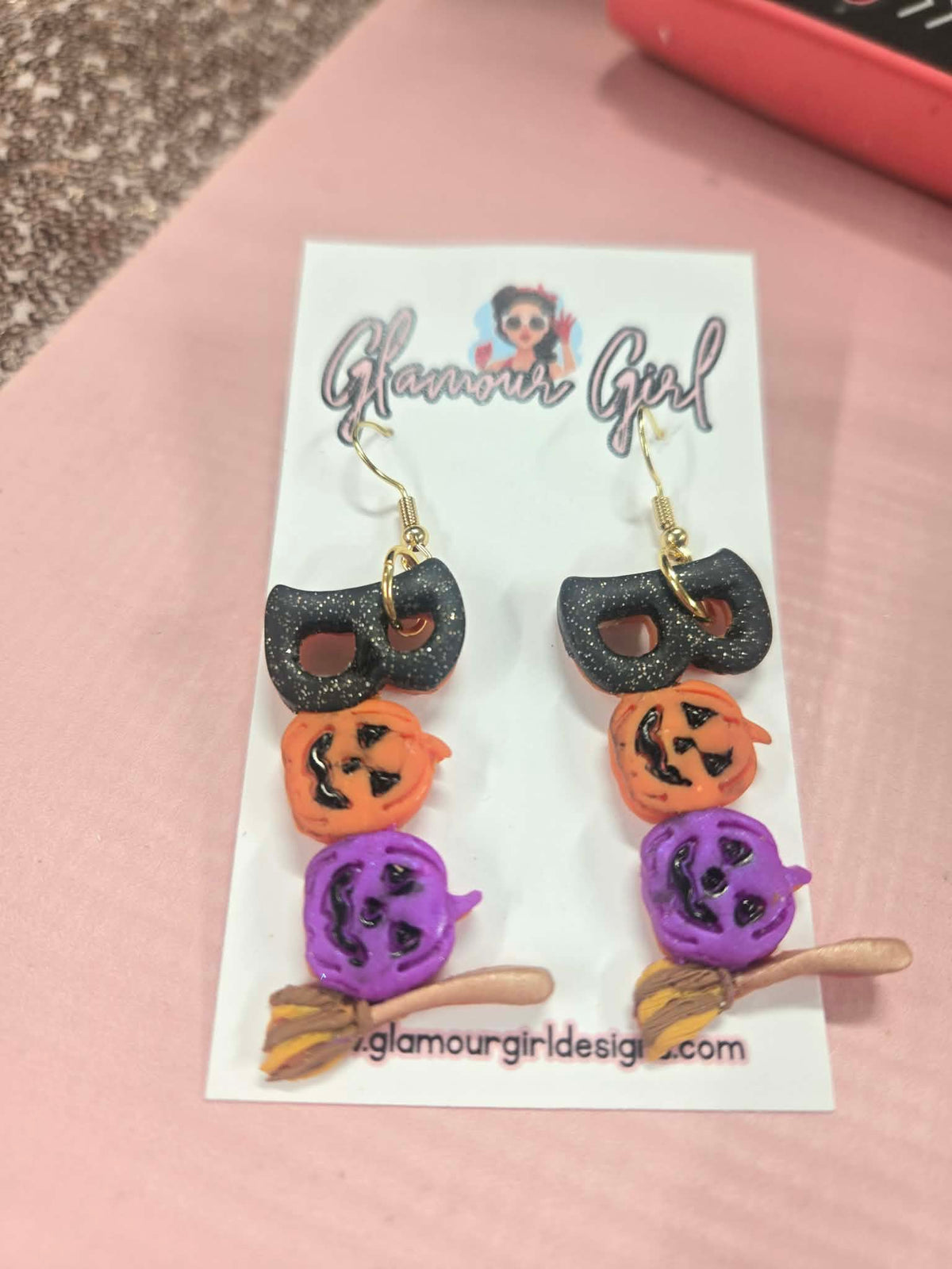 BOO Pumpkin & Broom Earrings