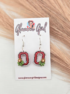 Buckeye Block O Earrings