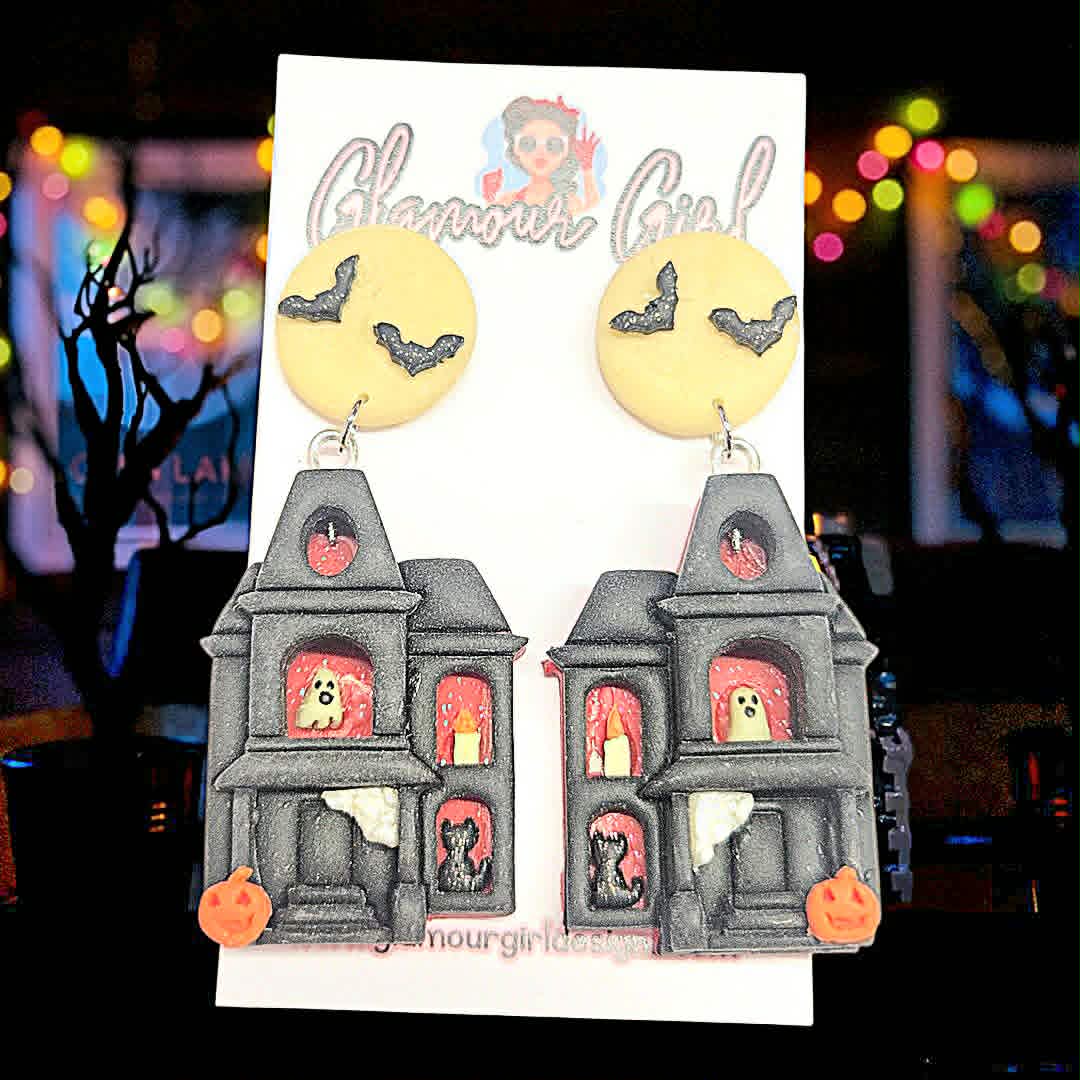 Haunted House Halloween Earrings