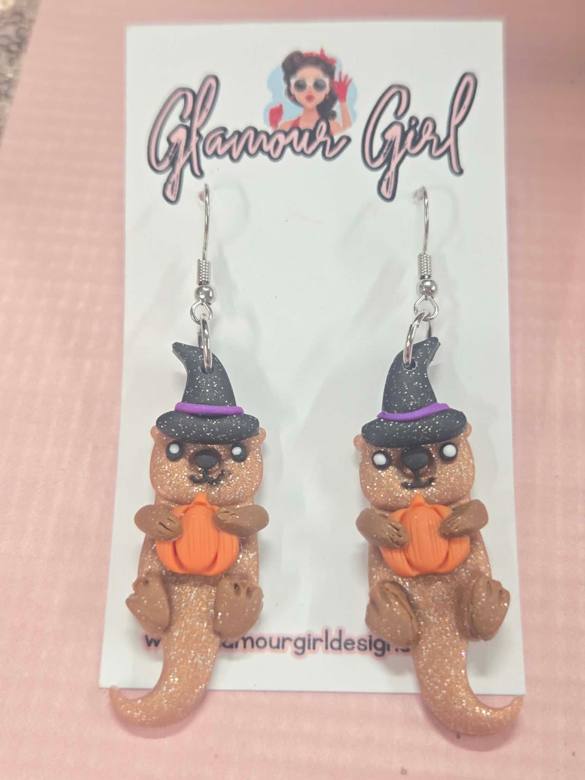 Glitter Witch Otter Earrings