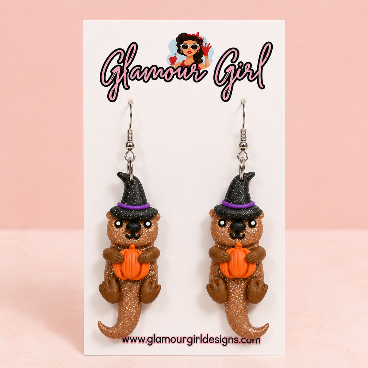 Glitter Witch Otter Earrings