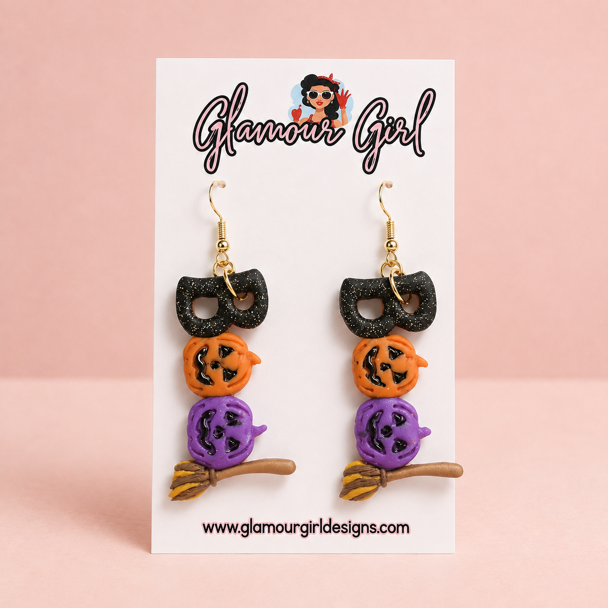 BOO Pumpkin & Broom Earrings