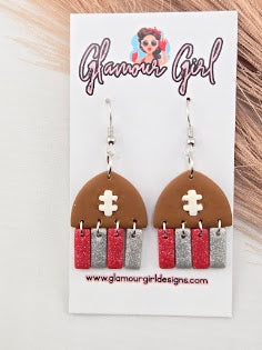 Buckeye Football Fringe Earrings