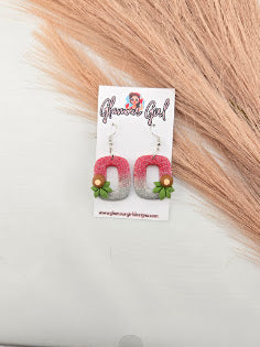 Scarlet & Gray Block O Earrings