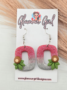 Scarlet & Gray Block O Earrings