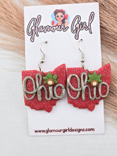 Ohio Script Scarlet State Earrings