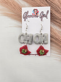 Silver OHIO Scarlet State Earrings