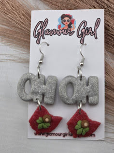 Silver OHIO Scarlet State Earrings