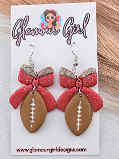 Bow Football Earrings